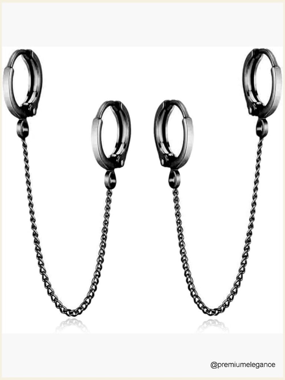 Silver Chain Handcuff Hoop Earrings Double Piercing Dangle Drop Cartilage Huggie